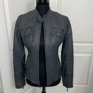 Michael Kors softest leather biker jacket size XS gray